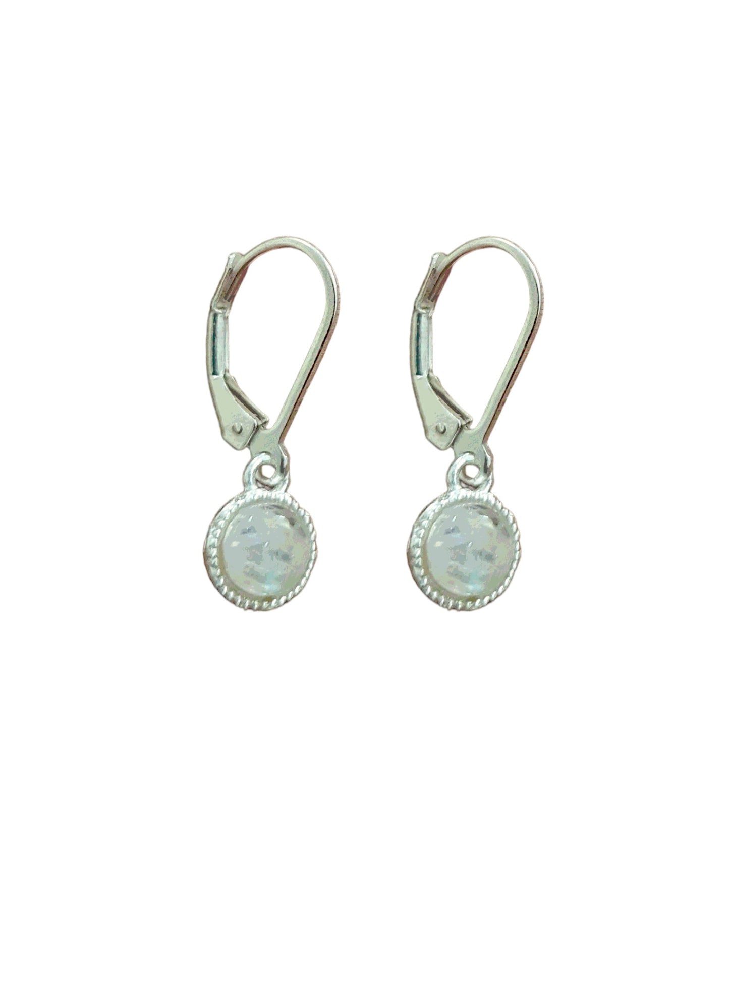 925 Sterling Silver 6mm Moonstone Drop Hoop Earrings