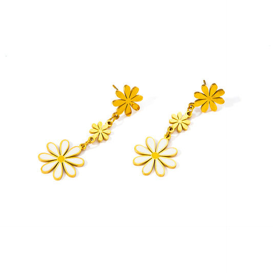 Flower Dangler 18K Gold Plated Earrings