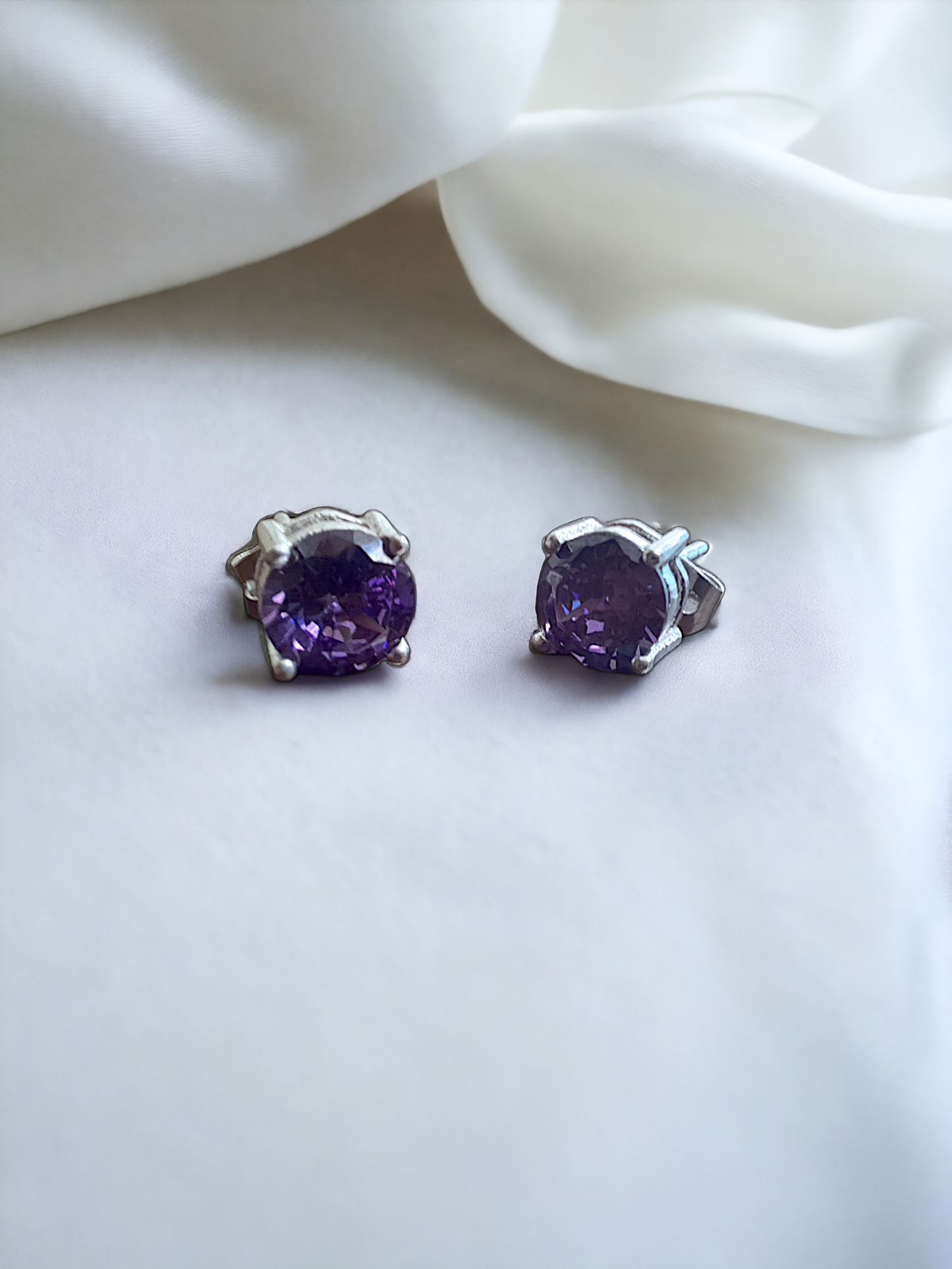 Purple Zircon Stud Earrings