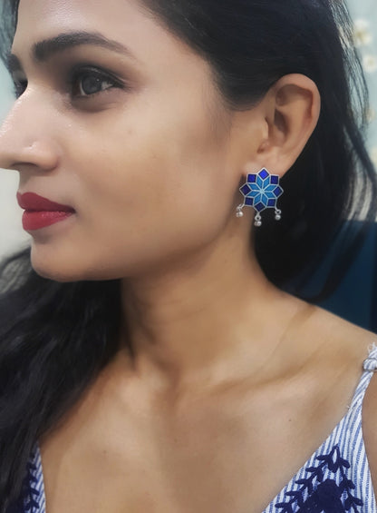 Navya Floral Enamel Stud Earrings