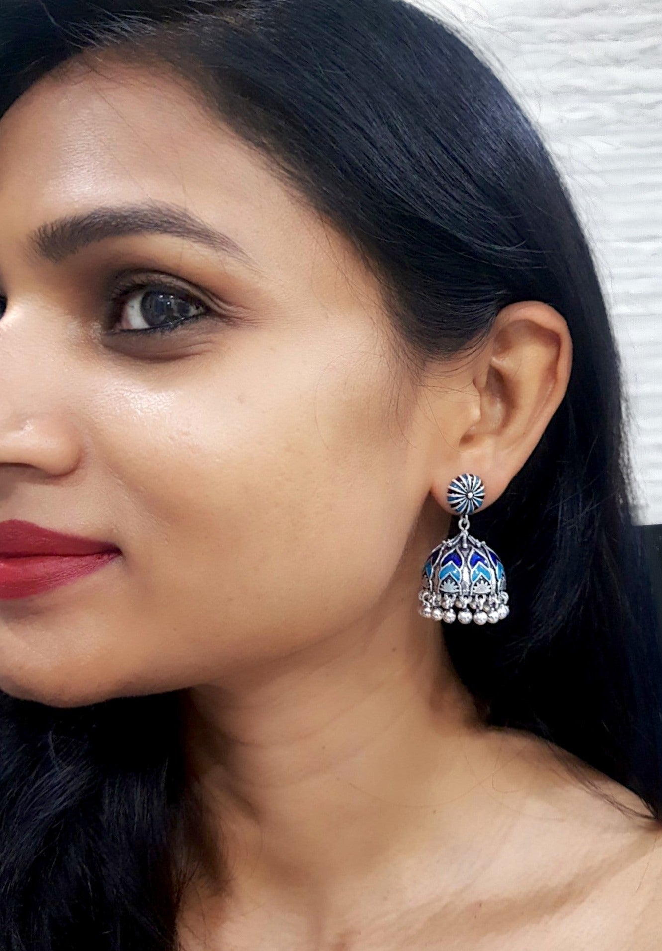 Ela Enamel Jhumka Earrings