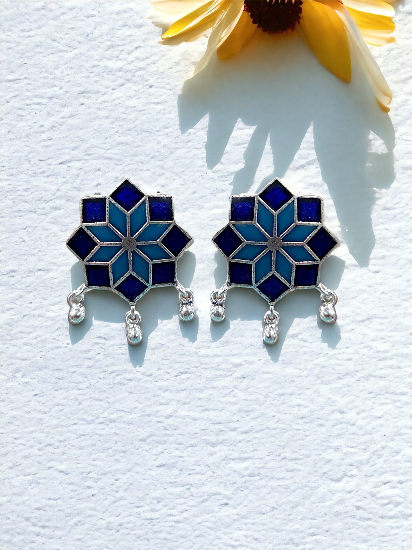 Navya Floral Enamel Stud Earrings