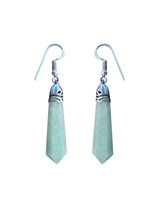 Amara Floral Green Aventurine Stone Dangler Earrings