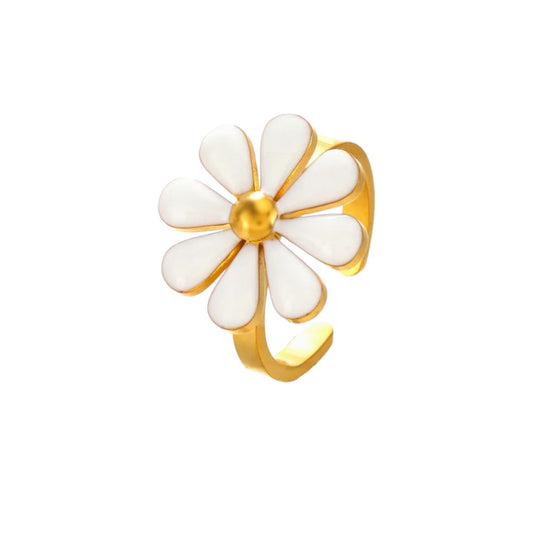 Flower Enamel 18K Gold Plated Ring