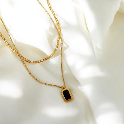 Acrylic Square 18K Gold Plated Necklace