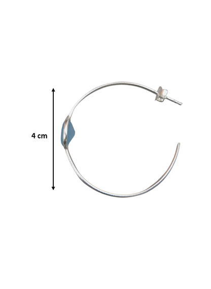 Aqua Calci Stone 925 Sterling Silver Hoop Earrings